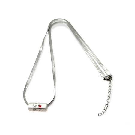 Necklace steel silver with hexagon love march2